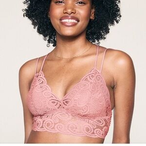 Victoria's Secret PINK Lacy Bralette Strappy Criss Cross Back Smock Elastic Back